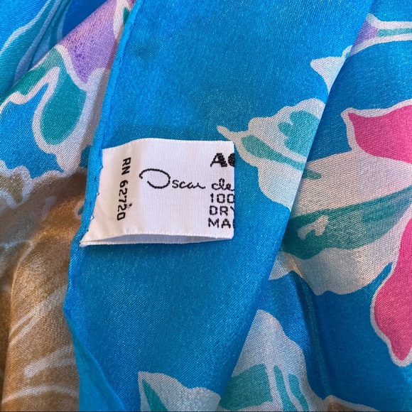 Oscar de la renta floral on lattice printed silk square scarf - Picture 9 of 10